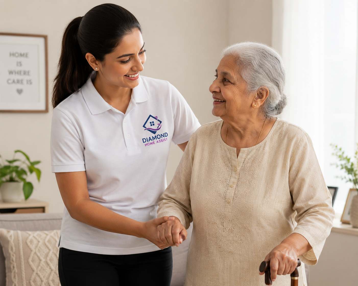 Diamond Home Assist provider helping an older adult at home
